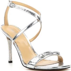 Elegant Silver Strappy Heels
